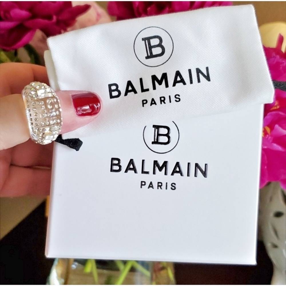 Balmain Lucite & Crystal Cocktail Ring - Picture 5 of 8